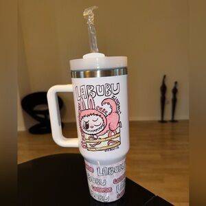 LABUBU Inspired White and Pink Insulated Mug, 40 oz, BPA FREE, New